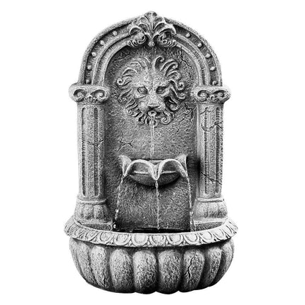 PROTEGE Lion Head Solar Powered Water Feature Fountain, Traditional Design, with Panel Kit, LED Lights.