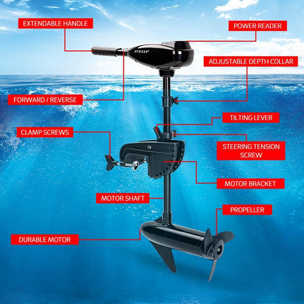 Striker 60LBS Electric Trolling Motor Inflatable Boat Fishing Marine Outboard Engine.