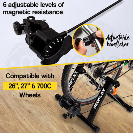 PROFLEX Indoor Bicycle Trainer - Bike Cycling Stationary Magnetic Stand Training.