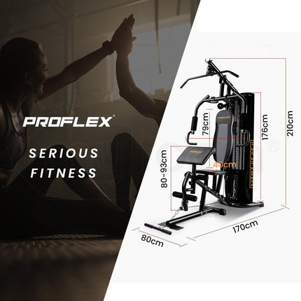 PROFLEX Multi-Station Home Gym Set with 98lbs Weight Plates- M8000.