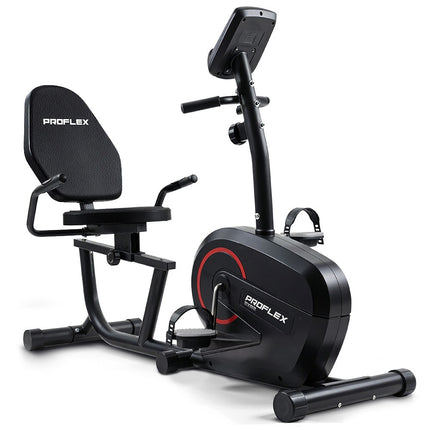 PROFLEX Magnetic Recumbent Exercise Bike, LCD Display, Heart Rate Sensors, Adjustable Seat, 8-Level Resistance, Comfortable Seated Home Cardio Fitness Machine.