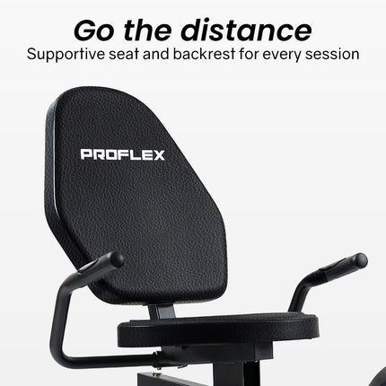 PROFLEX Magnetic Recumbent Exercise Bike, LCD Display, Heart Rate Sensors, Adjustable Seat, 8-Level Resistance, Comfortable Seated Home Cardio Fitness Machine.