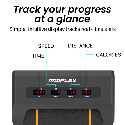 PROFLEX Electric Walking Pad Under Desk Treadmill, Remote Control, Compact Foldable Size, Tablet Holder, LCD Display, Walk or Light Jog.