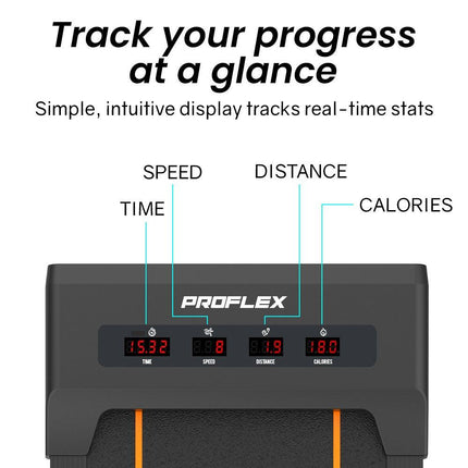 PROFLEX Electric Walking Pad Under Desk Treadmill, Remote Control, Compact Foldable Size, Tablet Holder, LCD Display, Walk or Light Jog.