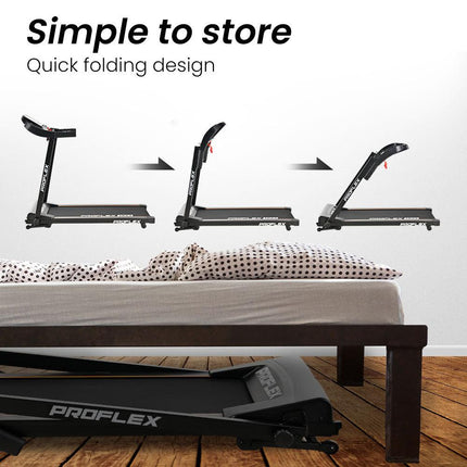 PROFLEX TRX3 Electric Treadmill, Compact Size, Foldable, USB/MP3, Pulse Sensors.