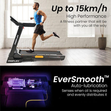 Proflex TRX9s Electric Treadmill, Large Size, 450mm Belt, 10-inch display, Foldable, Suspension, Auto Incline, WiFi, Bluetooth, Pulse Sensors.