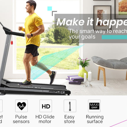 PROFLEX Treadmill Bluetooth Running Machine Foldable Compact Small Home Electric.