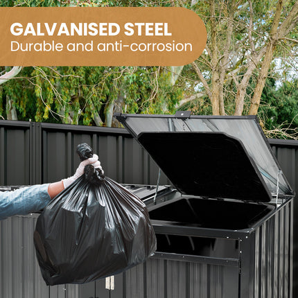 PLANTCRAFT Double Steel Wheelie Garbage Bin Storage Shed, Enclosure with 2 Opening Doors.