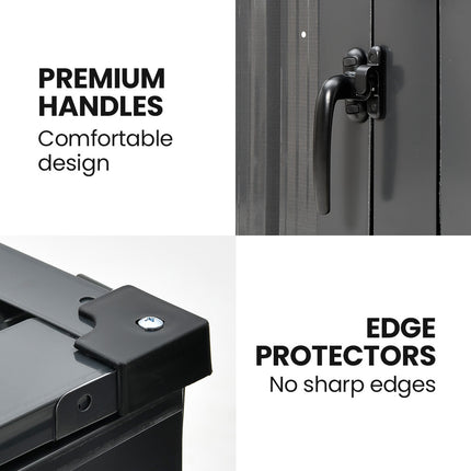 PLANTCRAFT Double Steel Wheelie Garbage Bin Storage Shed, Enclosure with 2 Opening Doors.