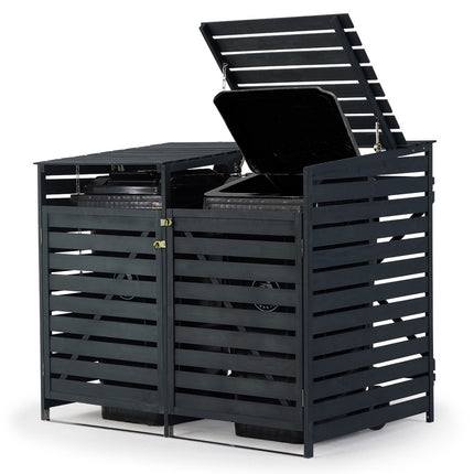 PlantCraft Double Wood Wheelie Bins Storage Shed, 2 Door Garbage Rubbish Bin Enclosure.