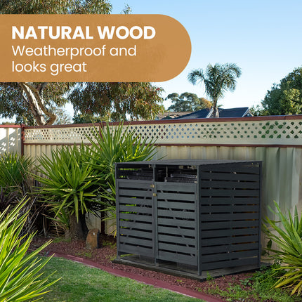 PlantCraft Double Wood Wheelie Bins Storage Shed, 2 Door Garbage Rubbish Bin Enclosure.