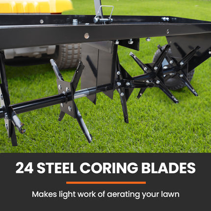 PlantCraft Tow Behind Plug Lawn Aerator 1m (40") Wide, Universal Hitch for Ride on Mower, Garden Tractor.
