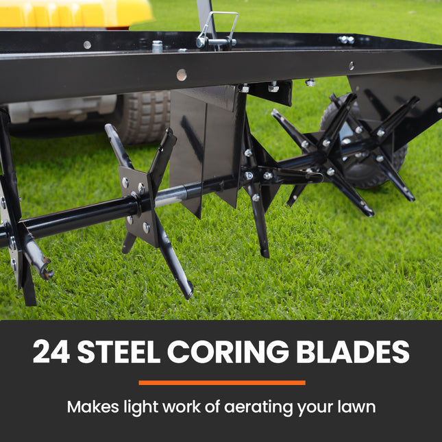 PlantCraft Tow Behind Plug Lawn Aerator 1m (40") Wide, Universal Hitch for Ride on Mower, Garden Tractor.