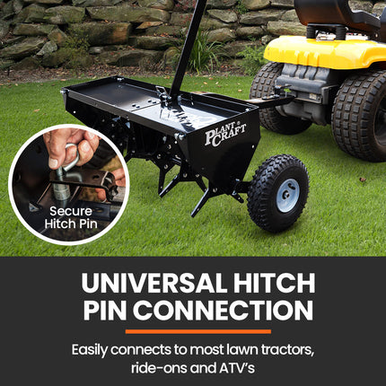 PlantCraft Tow Behind Plug Lawn Aerator 1m (40") Wide, Universal Hitch for Ride on Mower, Garden Tractor.
