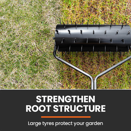 PlantCraft Tow Behind Lawn Roller Spike Aerator 36" Wide, Universal Hitch for Ride on Mower, Garden Tractor.