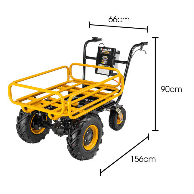 Baumr-AG 40V Battery Powered Material Handling Dumper Wheelbarrow Motorised Electric, 300kg Capacity.