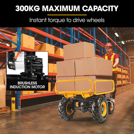 Baumr-AG 40V Battery Powered Material Handling Dumper Wheelbarrow Motorised Electric, 300kg Capacity.