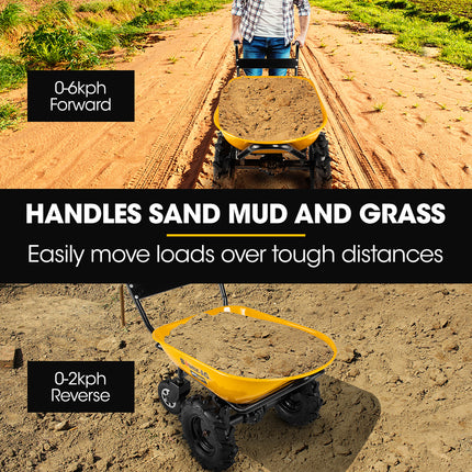 Baumr-AG 40V Battery Powered Wheelbarrow Motorised Electric, 100L Bucket Volume, 4 Wheel, 260kg Capacity.