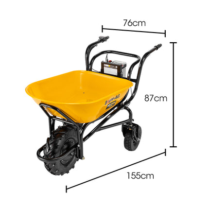 Baumr-AG 40V Battery Powered Wheelbarrow Motorised Electric, 100L Bucket Volume, 3 Wheel, 260KG, Lifting Bucket.