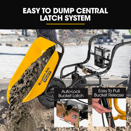 Baumr-AG 40V Battery Powered Wheelbarrow Motorised Electric, 100L Bucket Volume, 3 Wheel, 260KG, Lifting Bucket.