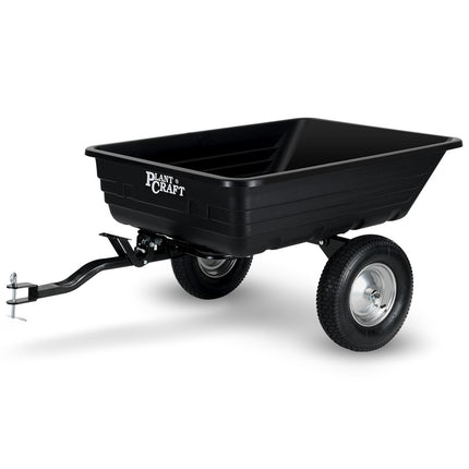 PlantCraft Poly Dump Cart, 272kg Load Heavy Duty Tipper Trailer, 16-inch Tyres, for Ride-on Lawn Mower Tractor, ATV, Quad Bike.