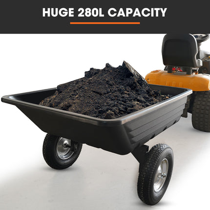PlantCraft Poly Dump Cart, 272kg Load Heavy Duty Tipper Trailer, 16-inch Tyres, for Ride-on Lawn Mower Tractor, ATV, Quad Bike.