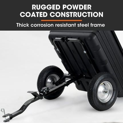 PlantCraft Poly Dump Cart, 272kg Load Heavy Duty Tipper Trailer, 16-inch Tyres, for Ride-on Lawn Mower Tractor, ATV, Quad Bike.