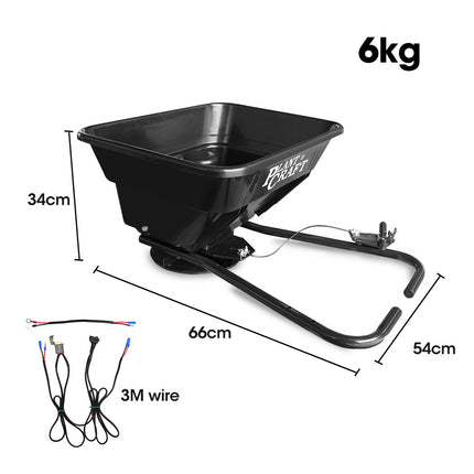 PLANTCRAFT Spreader 12V 36kg 30L Lawn Seed Fertiliser, for ATV, Ride on Mower, with Rain Cover.