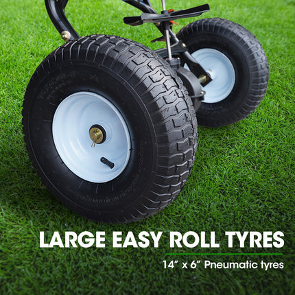 PLANTCRAFT Spreader 12V 36kg 30L Lawn Seed Fertiliser, for ATV, Ride on Mower, with Rain Cover.