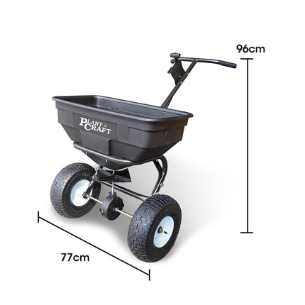 PLANTCRAFT Spreader 12V 36kg 30L Lawn Seed Fertiliser, for ATV, Ride on Mower, with Rain Cover.