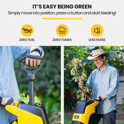 MICHIGAN 2400W Electric Garden Mulcher Shredder, Portable Wood Chipper, Push Stick, 40L Collection Bag.