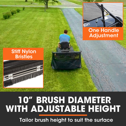 PlantCraft Lawn Sweeper 38" Wide, Tow Behind Leaf and Grass Clipping Collector, Universal Hitch for Ride on Mower, Garden Tractor.