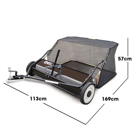 PlantCraft Lawn Sweeper 38" Wide, Tow Behind Leaf and Grass Clipping Collector, Universal Hitch for Ride on Mower, Garden Tractor.