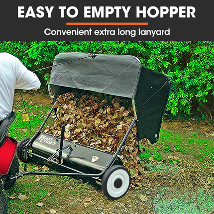 PlantCraft Lawn Sweeper 38" Wide, Tow Behind Leaf and Grass Clipping Collector, Universal Hitch for Ride on Mower, Garden Tractor.