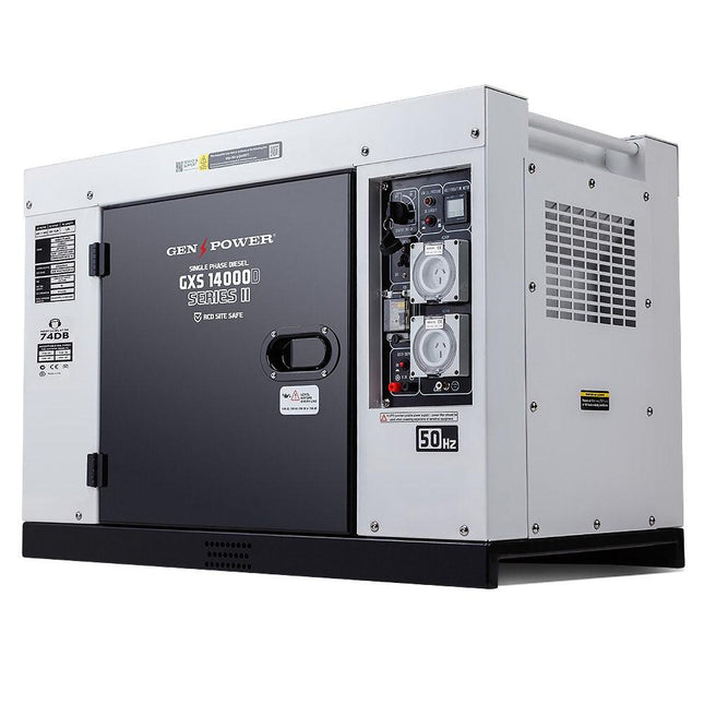 GENPOWER 8.4kW Peak 6kW Rated Commercial Diesel Generator, RCD Safety Switch, Electric Key Start, 2 x 15A, Single Phase.