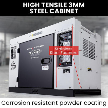 GENPOWER 8.4kW Peak 6kW Rated Commercial Diesel Generator, RCD Safety Switch, Electric Key Start, 2 x 15A, Single Phase.
