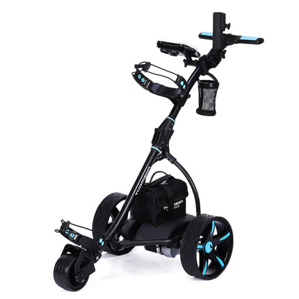 THOMSON Golf Buggy Electric Trolley Automatic Motorised Foldable Cart LED Black.