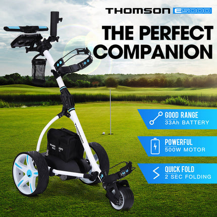 THOMSON Golf Buggy Electric Trolley Automatic Motorised Foldable Cart Powered.
