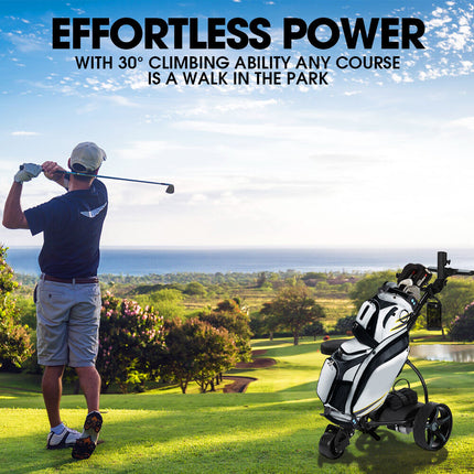THOMSON E5000 Pro Lithium Golf Buggy, 36 Hole, Only 12kg, Easy Fold, Electric Motorised Buggy Trolley Cart w/ Seat, Black.