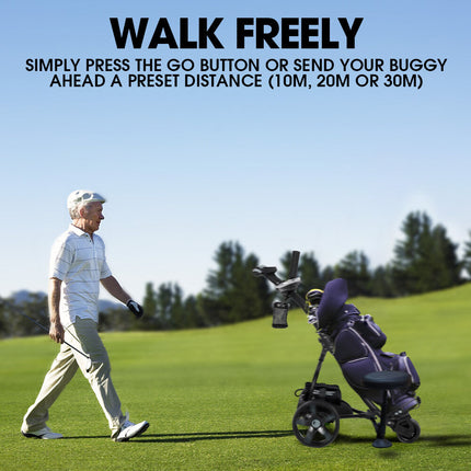 THOMSON E5000 Pro Lithium Golf Buggy, 36 Hole, Only 12kg, Easy Fold, Electric Motorised Buggy Trolley Cart w/ Seat, Black.