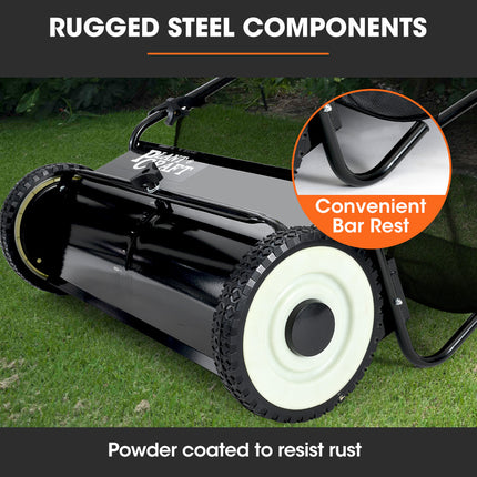 PlantCraft Push Lawn Sweeper, 26" Wide Leaf and Grass Clipping Collector.