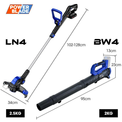 POWERBLADE 20V Leaf Blower & Line Trimmer / Edger Combo, Kit with 4.0Ah Battery & Fast Charger.