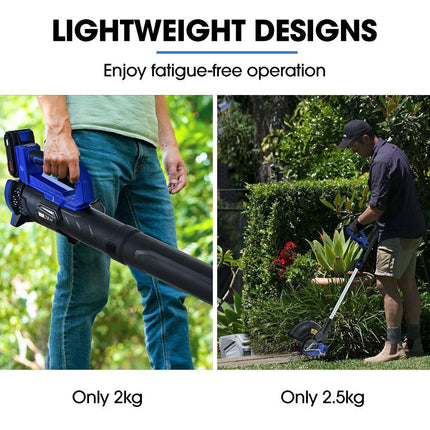 POWERBLADE 20V Leaf Blower & Line Trimmer / Edger Combo, Kit with 4.0Ah Battery & Fast Charger.