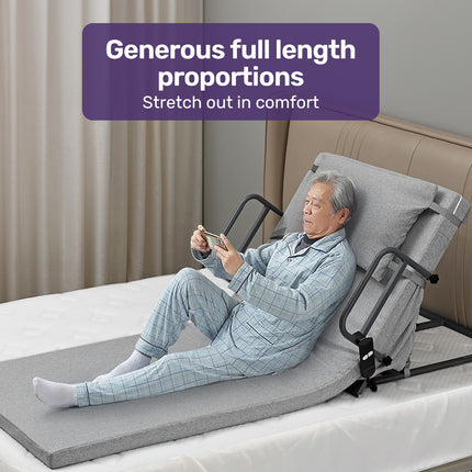 Equipmed Electric Adjustable Bed Backrest, German-Engineered Power Lifting Back Support with Remote Control, Full Length, Grey.