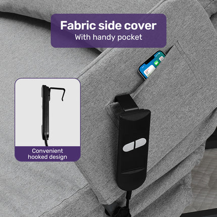 Equipmed Electric Adjustable Bed Backrest, German-Engineered Power Lifting Back Support with Remote Control, Full Length, Grey.