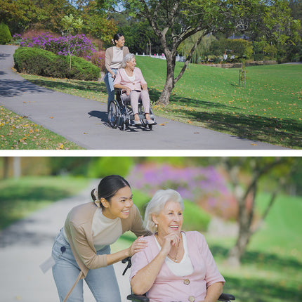EQUIPMED Folding Aluminium Wheelchair, 20" Wheels, Park Brakes, 100kg Capacity, Grey/Black.