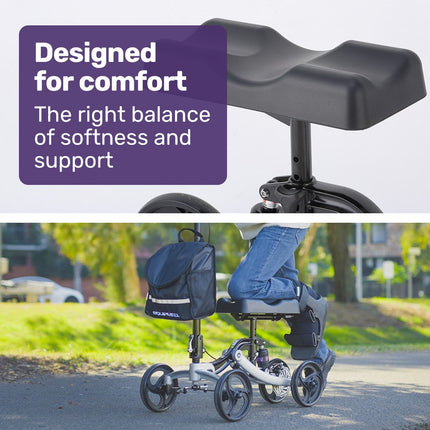 EQUIPMED Knee Scooter Walker, Disc Brake - Suspension Bag - Broken Leg Ankle Foot Mobility - Crutches Alternative -.