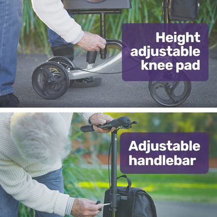 EQUIPMED Knee Scooter Walker, Disc Brake - Suspension Bag - Broken Leg Ankle Foot Mobility - Crutches Alternative -.