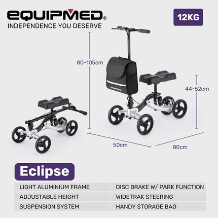 EQUIPMED Knee Scooter Walker, Disc Brake - Suspension Bag - Broken Leg Ankle Foot Mobility - Crutches Alternative -.
