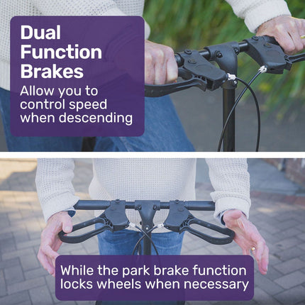 Equipmed Knee Scooter Walker, Dual Brakes - Bag - Broken Leg Ankle Foot Mobility - Crutches Alternative - Red.